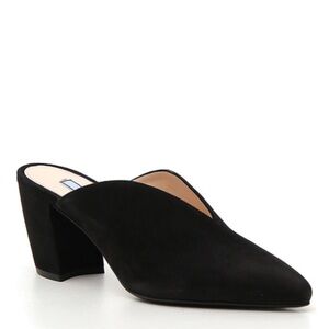 Prada- Black Suede Chunky Wrapped Murller Heel Mules